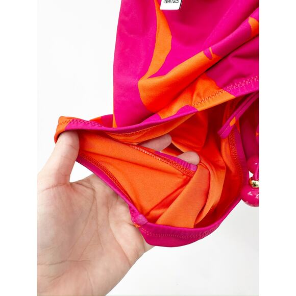 Sanctuary Pink Orange Bias Stripe Bandeau One Piece Swimsuit Size Small NWT - Picture 4 of 6